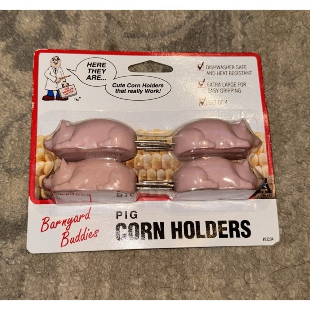 New Set of 2 Pink‎ Pig Corn on the Cob Holders